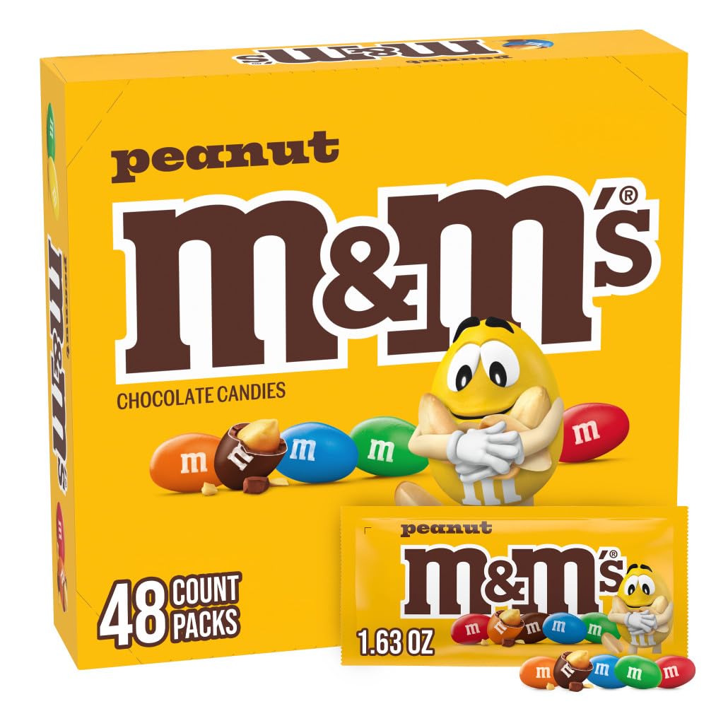 M&M's Peanut Chocolate Candy, Full Size 1.74 oz Bag, Pack of 48 - Snack Time Perfection
| M&M's Peanut Chocolate Candy,